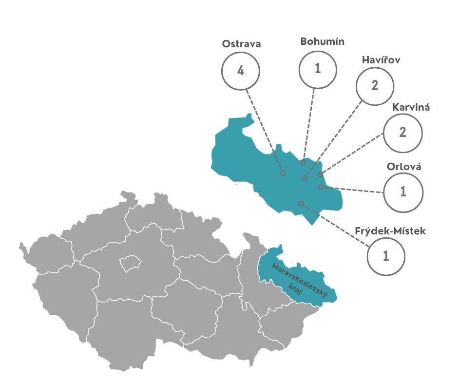 Mapa lokalit s počtem Omam